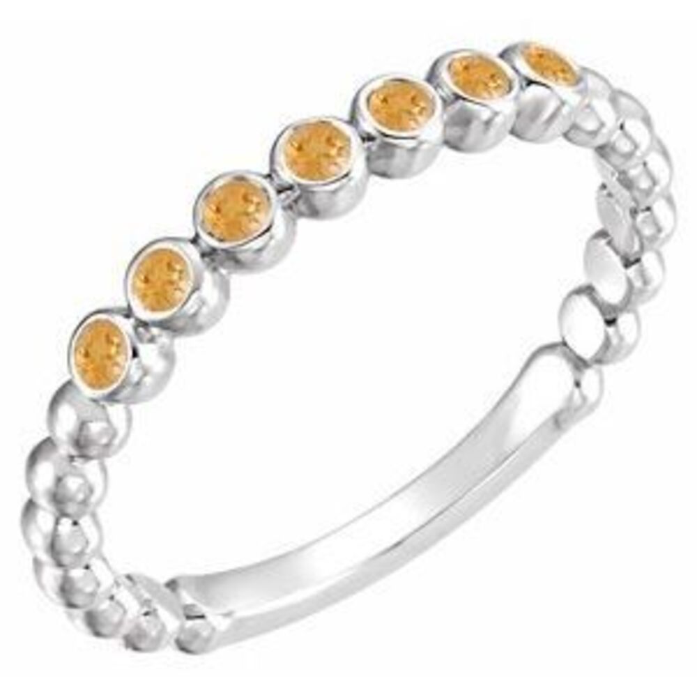 14k White Natural Citrine Stackable Ring - image 1